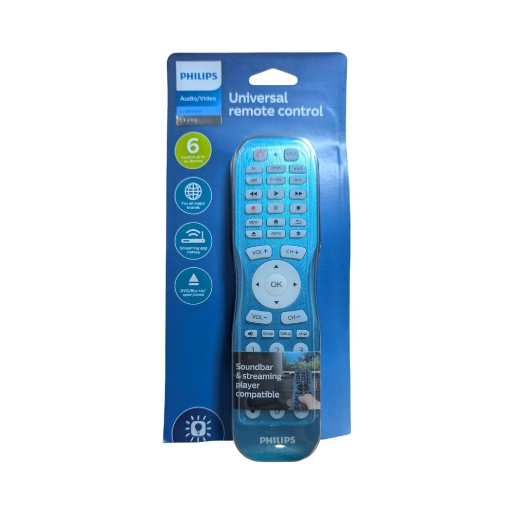 Gg4-N Philips 6 Device Backlit Universal Remote Control TV, Roku, & More